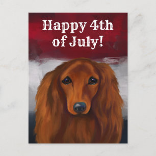 CARTÃO POSTAL DACHSHUND VERMELHO