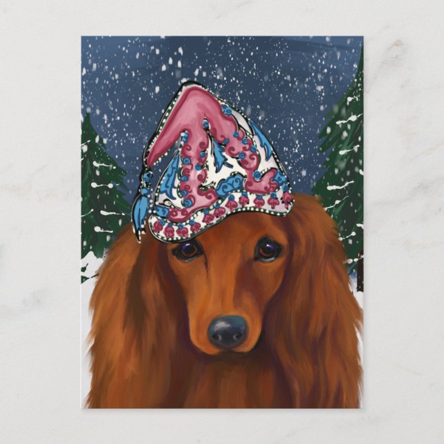 CARTÃO POSTAL DACHSHUND VERMELHO           (Frente)