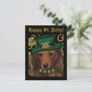 Cartão Postal Dachshund Vermelho de Cabelo Longo