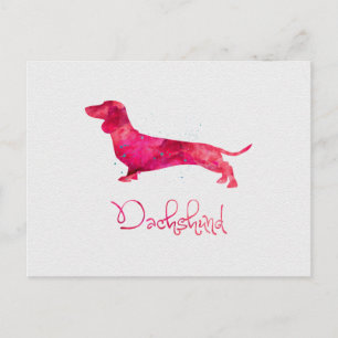 Cartão Postal Dachshund - Watercolor Design