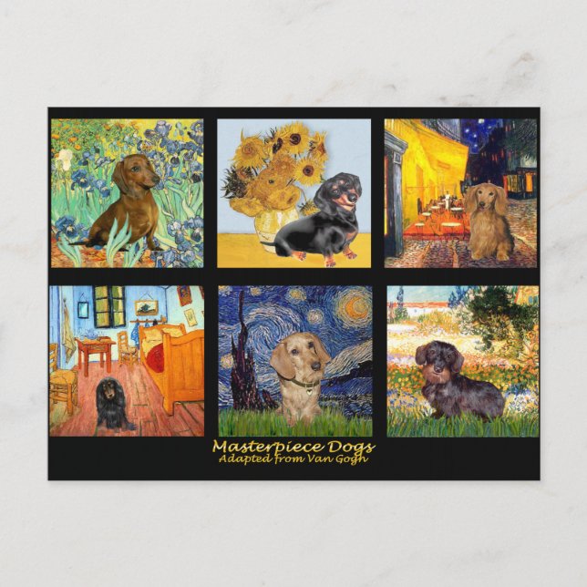 Cartão Postal Dachshunds Obra-Prima Composta (Frente)