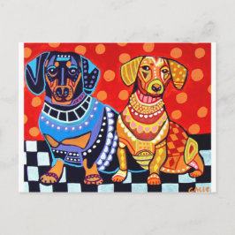 Cartão Postal Dachshunds por Heather Galler