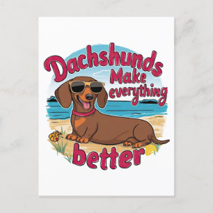 Cartão Postal Dachshunds Tornam Tudo Melhor