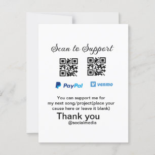 Cartão Postal Dádiva virtual jar q r código doação de moeda PayP