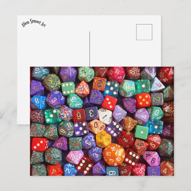 Cartão Postal dados multicolorido (Frente/Verso)