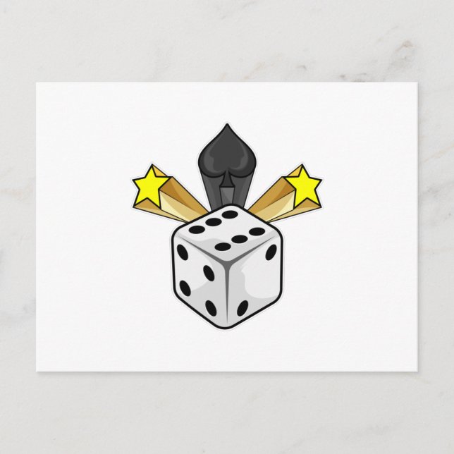 Cartão Postal Dados no Poker com Espadas & Estrelas (Frente)