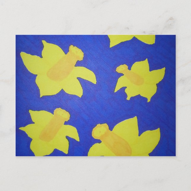 Cartão Postal Daffodils Pop Art Blue (Frente)