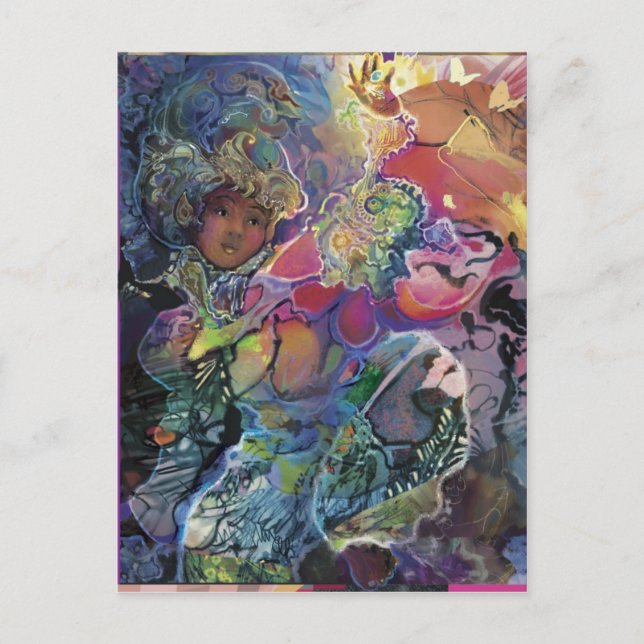 Cartão Postal Dahlia e Borboletas*** (Frente)