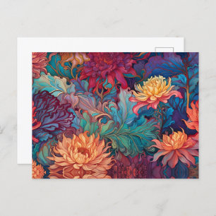 Cartão Postal Dahlia Floral Tapeçaria