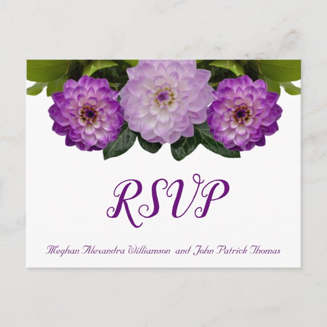 Cartão Postal Dahlia Lavanda púrpura Lilac Casamento floral RSVP (Frente)