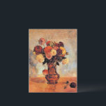 Cartão Postal Dahlias in a Copper Vase by Gauguin<br><div class="desc">Paul Gauguin's popular painting,  Dahlias in a Copper Vase,  1885.</div>