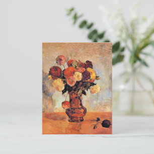 Cartão Postal Dahlias num Vaso de Cobre por Gauguin