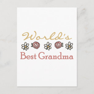 Cartão Postal Daisies e Rosas World Best Grandma