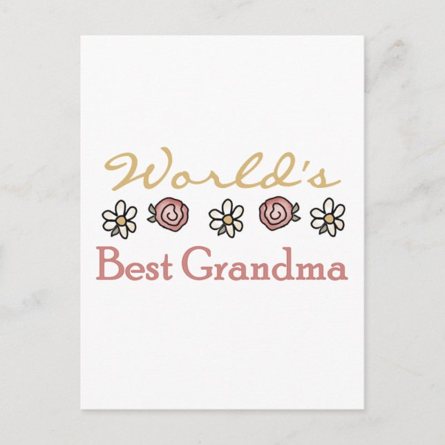 Cartão Postal Daisies e Rosas World Best Grandma (Frente)