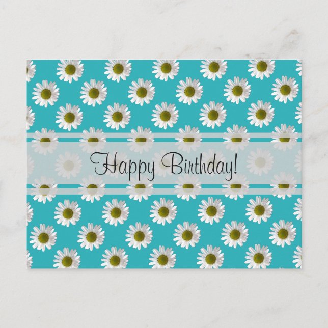 Cartão Postal Daisies no céu azul Feliz Aniversário! (Frente)