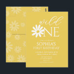 Cartão Postal Daisy Birthday Party Bohmian Wild One 1st Birthday<br><div class="desc">This design features an illustrated daisy,  combining pastel colors with modern typography. All text on this birthday invitation is editable. Find matching items in my shop.</div>