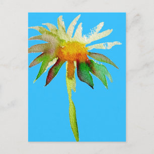 Cartão Postal Daisy Blue Modern Art flower