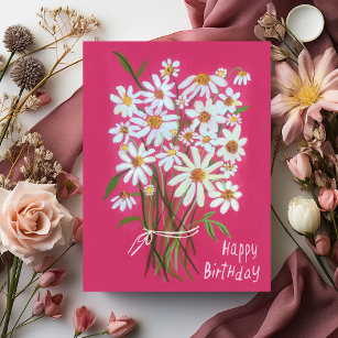 Cartão Postal Daisy Buquê Happy Birthday