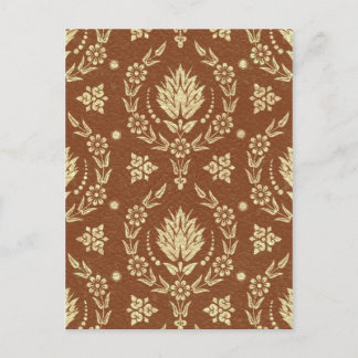 Cartão Postal Daisy Damask, Couro de Brown e Dourado