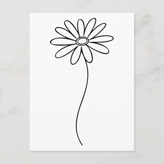 Cartão Postal Daisy Floral Art Minimalista (Frente)