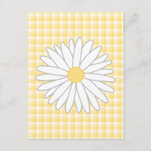 Cartão Postal Daisy Flower em Amarelo e Branco.