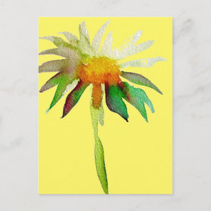 Cartão Postal Daisy moderna art flower on yellow