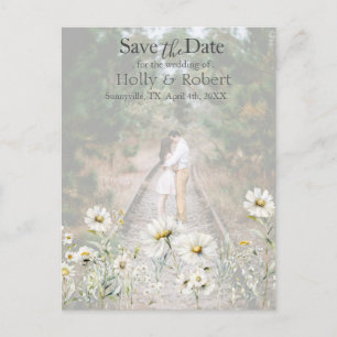 Cartão Postal Daisy Wildflower Salve a data Foto Código QR