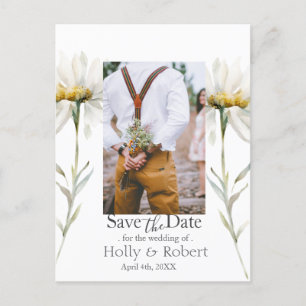 Cartão Postal Daisy Wildflower Salve a data Foto Código QR