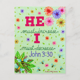 Cartão Postal Daîte Floral Typografia Bíblia Verdadeiramente Hum