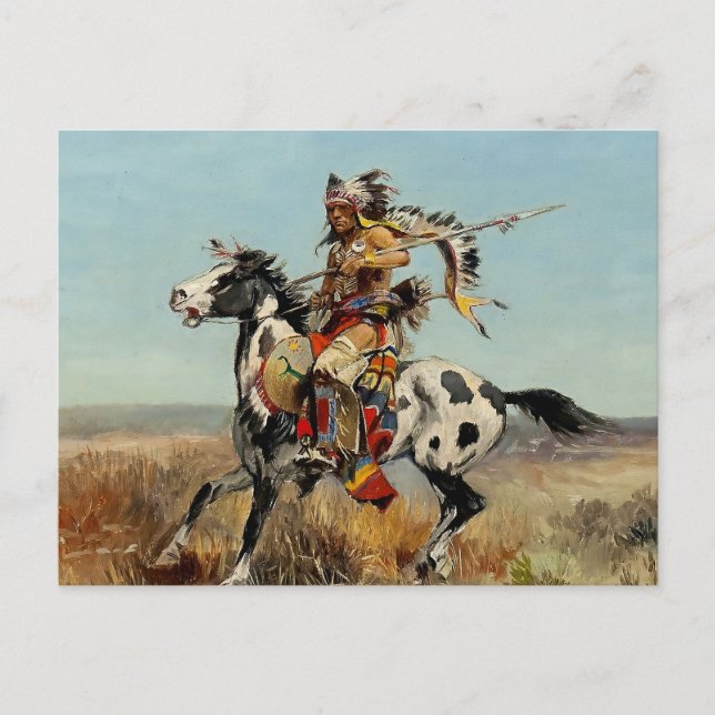 Cartão Postal "Dakota Chief" Western Art de Charles M Russell (Frente)