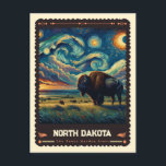 Cartão Postal Dakota do Norte | Vincent Van Gogh inspirado<br><div class="desc">Embarque numa viagem visual através do Estado do Jardim da Paz com a "Dakota do Norte" | Vincent van Gogh Inspirou cartão postal." Este cartão-postal combina a beleza serena das pradarias de Dakota do Norte, colinas rolantes e céus vastos com o estilo expressivo e emocional do impressionismo de Vincent van...</div>