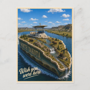 Cartão Postal Dakota do Norte Wish You Were Here Série de Es