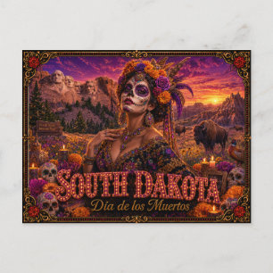 Cartão Postal Dakota do Sul Día de los Muertos Retro