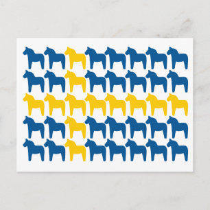 Cartão Postal Dala Horse Suecia Flag