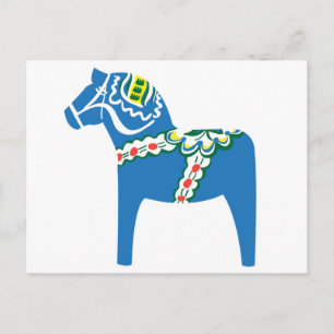 Cartão Postal Dalahäst Cavalo Dala azul
