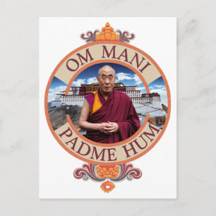 Cartão Postal Dalai Lama Potala Palácio Om Mani Padme Hum