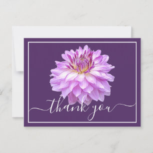 Cartão Postal Dália Roxa Com Fundo Roxo Obrigado