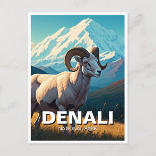 Cartão Postal Dall Sheep no Parque Nacional de Denali no Alasca