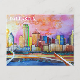 Cartão Postal Dallas, Cartão-postal de Aquarela Tx