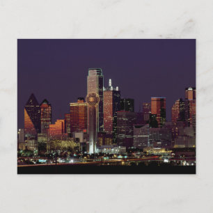 Cartão Postal Dallas, linha do horizonte noturno do Texas