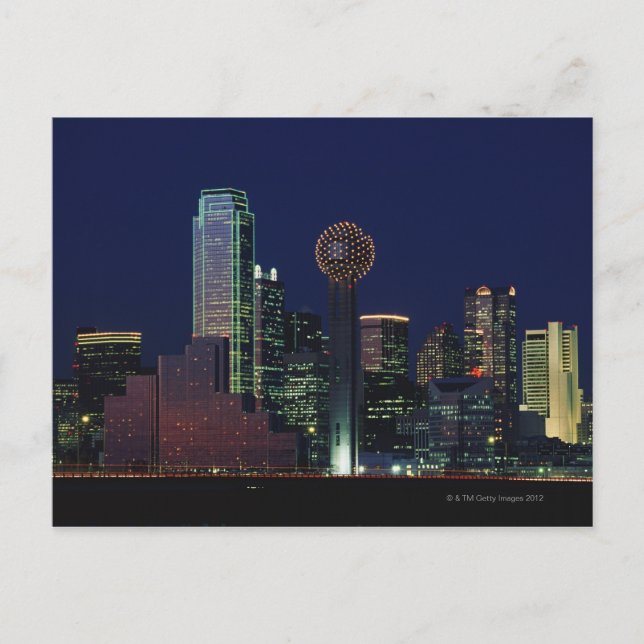 Cartão Postal Dallas Skyline à Noite (Frente)