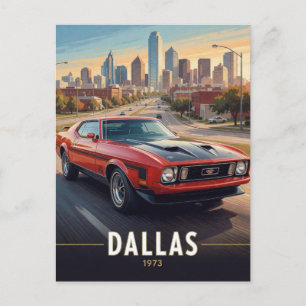 Cartão Postal Dallas Texas Carro de Desempenho Clássico 1973