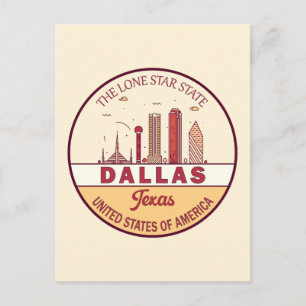 Cartão Postal Dallas Texas City Skyline Emblem
