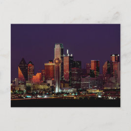 Cartão Postal Dallas Texas City Skyline no Vazio Noturno