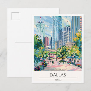 Cartão Postal Dallas Texas EUA Ilustração de Arte Vintage Viagem