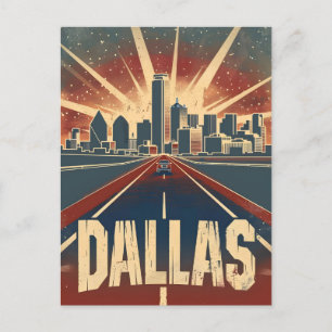 Cartão Postal Dallas Viagens vintage Ad Art