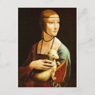Cartão Postal Dama com Arminho por Leonardo Da Vinci c. 1490
