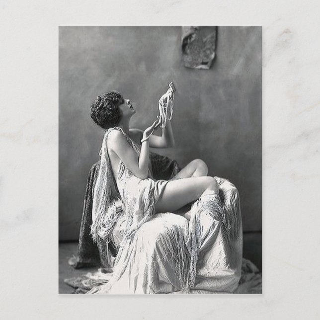 Cartão Postal Dama com Pérolas (Frente)