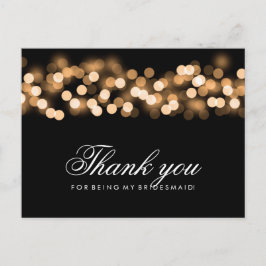 Cartão Postal Dama de Honor Obrigada Dourado Hollywood Glamour
