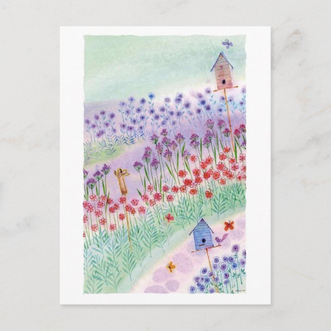 Cartão Postal dama de pássaros (Frente)